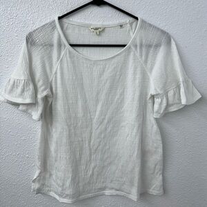 Max Studio White Flutter Sleeve Blouse